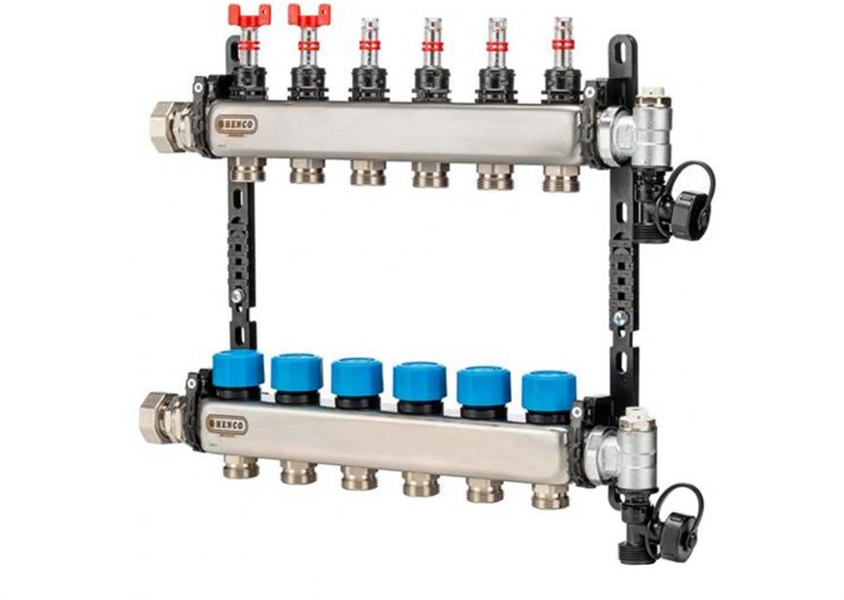 Henco inox vloerverwarmingsverdeler 3 uitgangen (9/24) )1